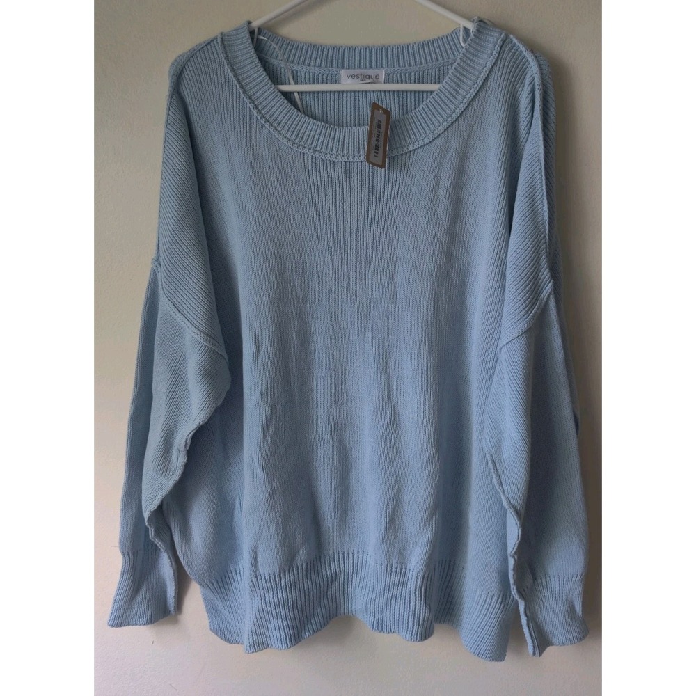 Vestique Women's Oversized Sweater 100%‎ Cotton Blue Size M/L NWT